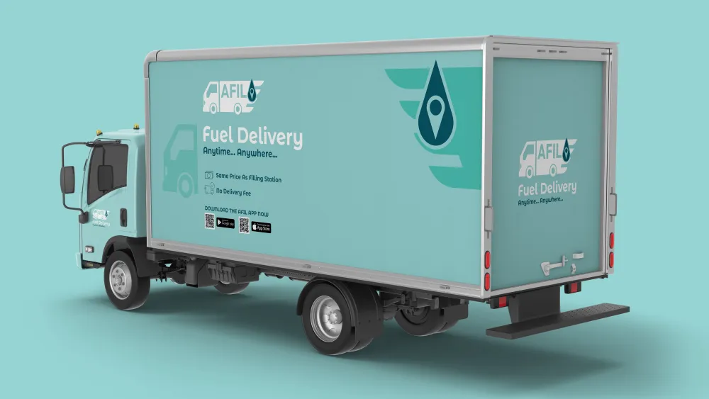 Truck banner with new logo design